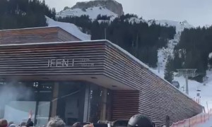 Paraglider Lands On Roof During Apres-Ski Party