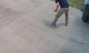 Mailman Draws Smiling Face In Sidewalk Chalk