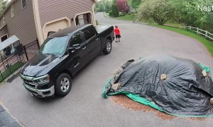 Lightning Strikes Close to Family in Driveway
