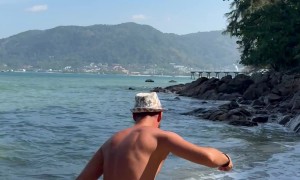 Elephant Tugs Man Out Of The Picture