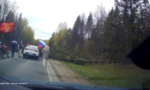 Tree Falls Right In Front of Moving Vehicle