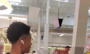 Dancing Buff Guy at Mall Food Court