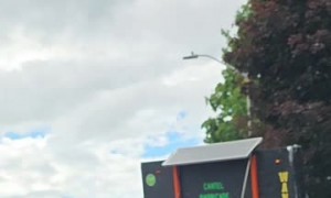 Improperly Secured Construction Sign Rolls Into Traffic