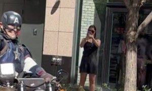 American Superhero Rides Motorcycle To Fan Expo