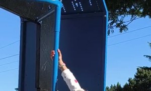 Older Sister Accidentally Kicks Little Brother on Playground