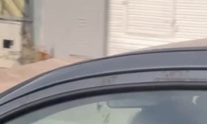 Woman Writing in a Notebook While Driving