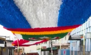 World Cup Fans in Brazil Decorate Street With Massive Flags