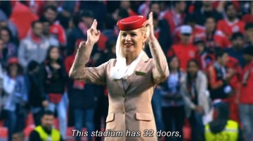 Can you imagine safety instructions by Air Hostesses in football ground; Watch this amazing and unique video by Emirates crew 