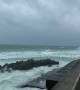 Waves crash on Okinawa beach as typhoon brings strong winds and rains to Japan\'s south