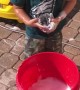 Cute Kid Washes Toy Car