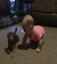 Dog Teaches Baby Girl How to Crawl – SO CUTE