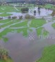 Drone footage shows flooding in Cumbria, UK
