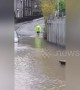 Man wades across flood because he doesn\'t want to extend morning run