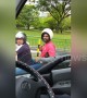 Pillion passenger wears helmet the wrong way round