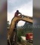Man tries to fix broken digger with tape