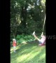 Swinging mom accidentally knocks over toddler when she gets too close
