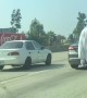 Mentally Ill Man in Bandages Walks on Highway