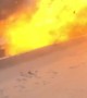 Driver narrowly escapes being hit by massive explosion from car pileup on Russian highway