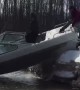 Launching Boat on Snow