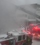 Firefighters arrive to tackle Pennsylvania blaze in thick snowfall