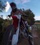 Drone gets taken out mid-flight by dirt-biker