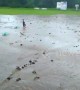 Soccer match called off as pitch is wet from gigantic flash flood