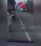 Giant inflatable Santa drifts onto road causing traffic chaos