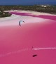 Kitesurfing Across Pink Lagoon