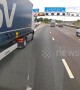 Dash cam footage shows lorry almost causing major accident on busy UK motorway