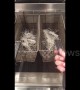 Rice noodles explosively cook in deep fat fryer
