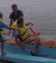 Ingenious girl builds electric boat out of discarded pedal raft