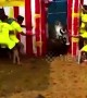 Bull at event in south India rips off a man's shorts then runs for it
