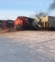 Fire breaks out after train derails in Saskatchewan, Canada