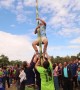 Bizarre bamboo pole climbing competition takes place in rural Thai village