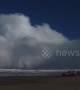 Massive snow cloud rolls into Northern Ireland beach