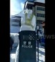 Giant "snow policeman" built to warn pedestrians and vehicles