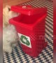Small dog wants to chip in and help recycle with her own little wheelie bin