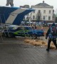 All the Top Gear, no idea! Freddie Flintoff smashes up market stall in UK town