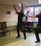 Latvia's dancing policemen cheer up some old folks