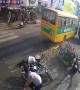 Shocking moment school bus goes berserk after brakes fail on busy road