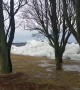 Ice Chunks Crash over Retaining Wall