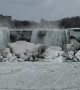 Broken ice from Lake Erie partially blocks Niagara Falls