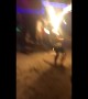 Man stacks it after tripping on flaming skipping rope