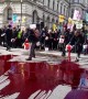 Climate activists throw 'blood' outside Downing Street