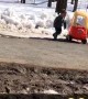 Kid's Toy Car Gets Stuck in the Snow