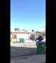 Man makes awesome deflection ball shot through basketball hoop