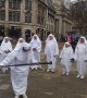 Circle of druids perform pagan ceremony for the spring equinox