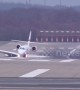 Watch as Cessna plane rocks from side to side and wing nearly touches runway in extreme 120km/hr crosswinds