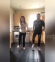 Siblings use kitchen tiles as synchronised dance mat