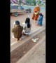 Adorable moment duck joins Buddhist monk on his morning walk